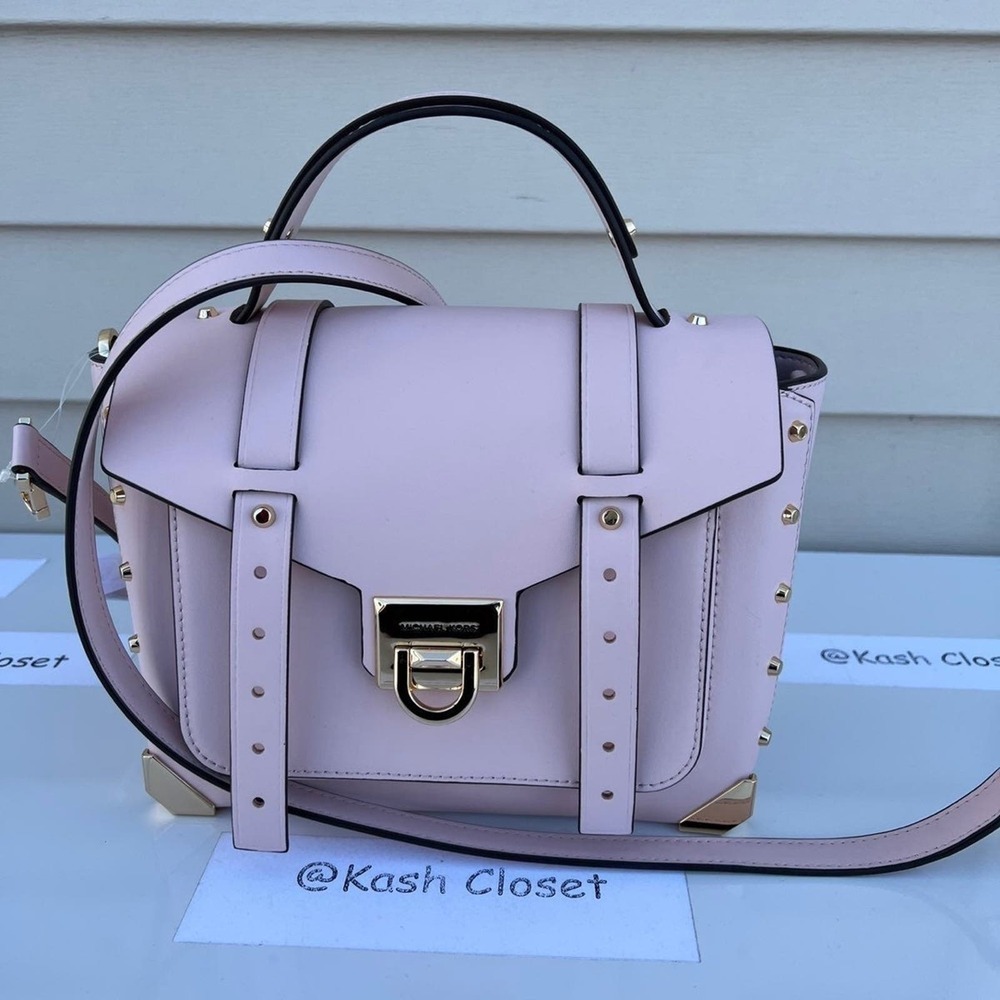 Michael Kors Manhattan Satchel Medium Leather Powder Blush - Picture 3 of 10